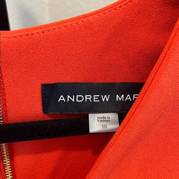 Andrew Marc Orange Pink Flutter Sleeve V-Neck Midi Dress - Picture 2 of 5